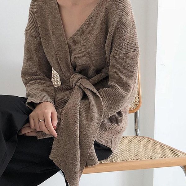 

women's sweaters 2021 fall winter women korean long sleeve knitted female v neck loose jumpers casual bowknot pullovers, White;black