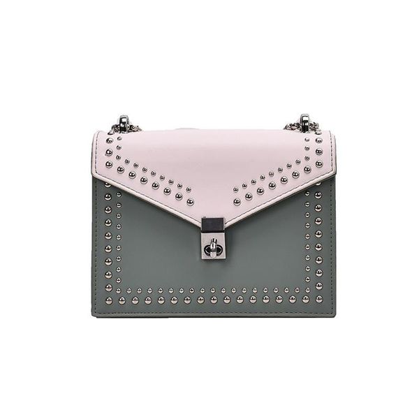 

evening bags women's shoulder bag 2021 messenger chain fashion rivet contrast color small square