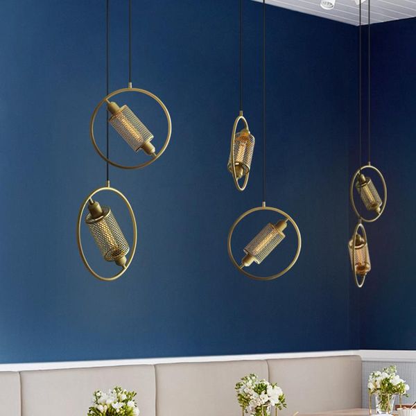 

pendant lamps industrial light iron net round ring lamp for dinning room restaurant cafe modern decoration home fixture