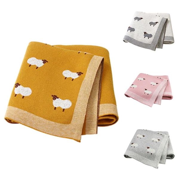 

stroller parts & accessories knitted baby cartoon sheep blankets born bedsheet kids bath swaddle wrap infantil bedding