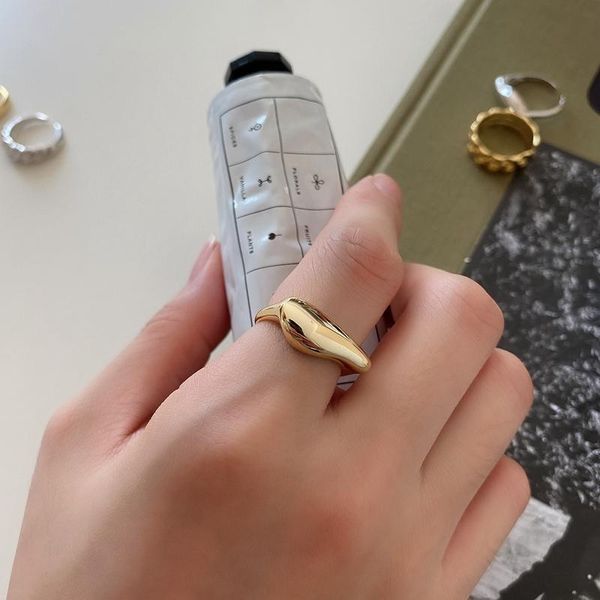 

cluster rings silvology 925 sterling silver glossy irregular temperament wild elegant korea style open for women party jewelry, Golden;silver