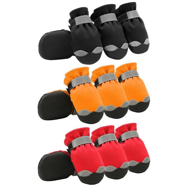 

dog apparel 4pcs/lot waterproof fabric pu leather winter shoes outdoor sport protect