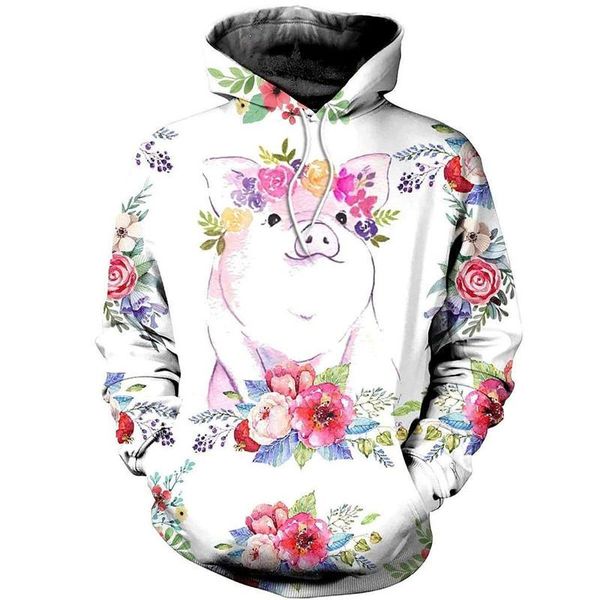 

men's hoodies & sweatshirts products clothing 3d printing cute pig pattern fashion casual zip hoodie men's/women's sweatshirt, Black