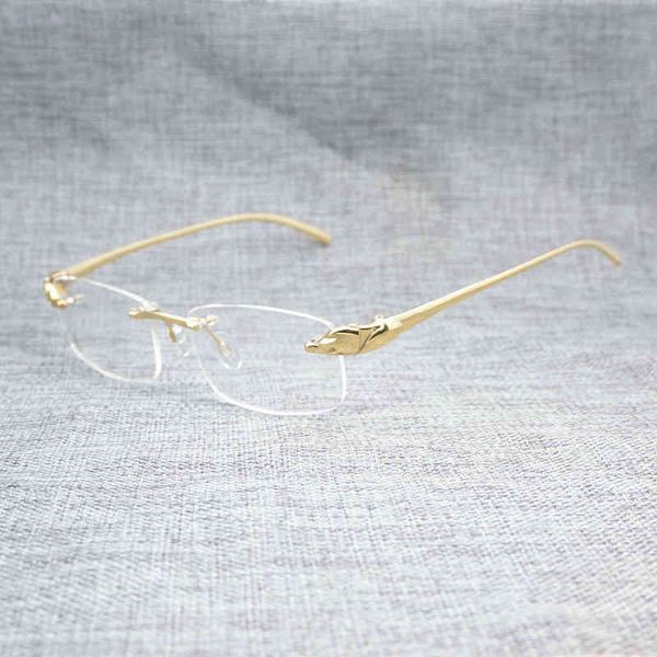 

2022 factory wholesale new model men titanium alloy frames rimless square eyeglasses clear lens optical gold frame eyewear for reading 221s, White;black