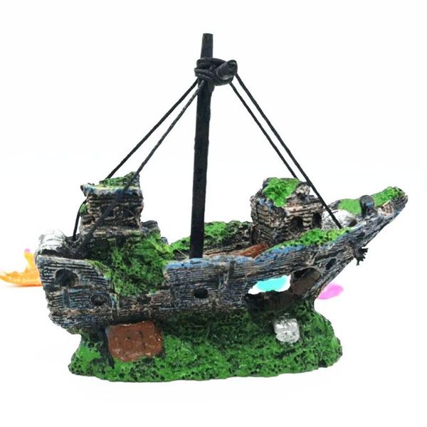 

decorations aquarium decoration wreck ship ornament sailing boat fish tank cave decor resin landscaping akvaryum dekor