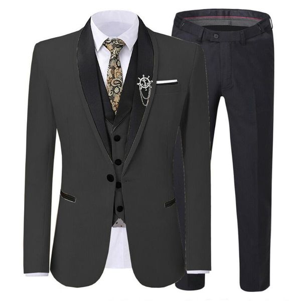 

men's suits & blazers jaquetas terno for wedding black peaked lapel pink jacket+vest+pants slim fit trajes a medida groom blazer tuxedo, White;black