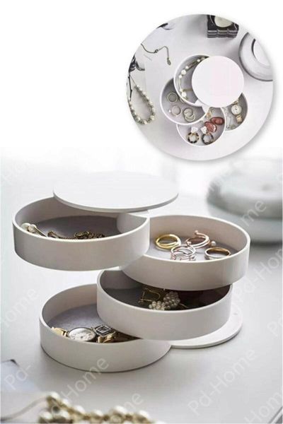 

storage boxes & bins 4 tier rotating cylinder jewelry and makeup organizer
