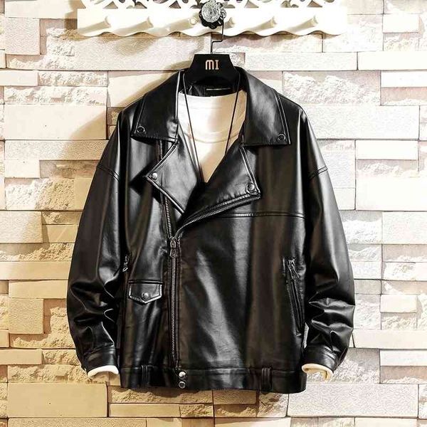 

men's leather & faux casual jacket fashion motorcycle pu coats hip hop streetwear spring and autumn s clothing 8ll5, Black