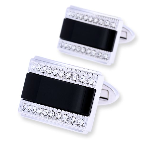 

kflk jewelry french shirt cufflink for mens brand fashion black cuffs link button luxury wedding male guests, Silver