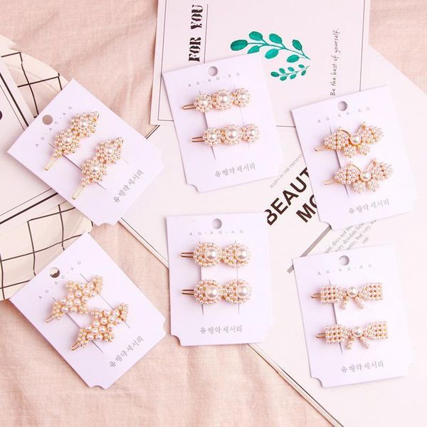 

handmade pearls hair clips pin for women fashion bow butterlfy flower barrettes headwear girls sweet hairpins accessories bun maker1, Brown