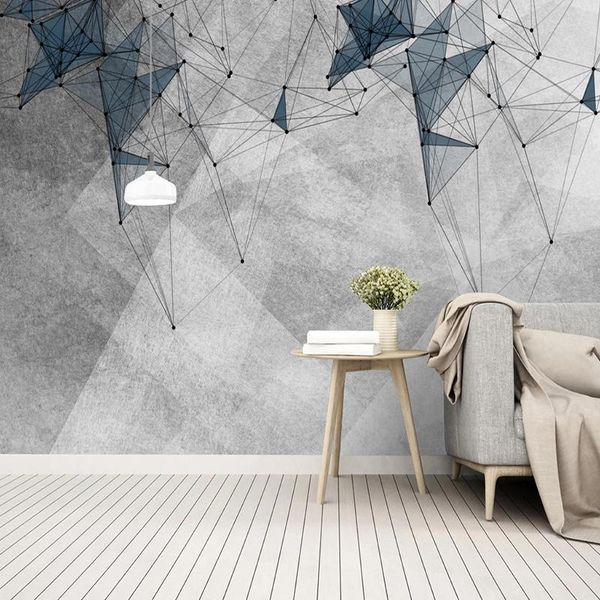 

wallpapers custom 3d mural wallpaper modern personality abstract geometric line retro cement wall fresco living room papel de parede
