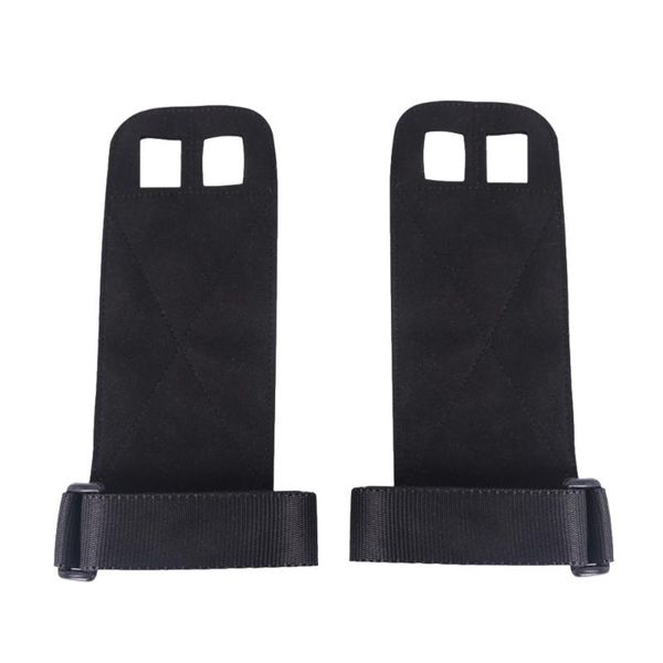 

pair of leather fitness anti-slip wear resistant care palm equipment wristband grip belt wrist support hand brace for, Black;red