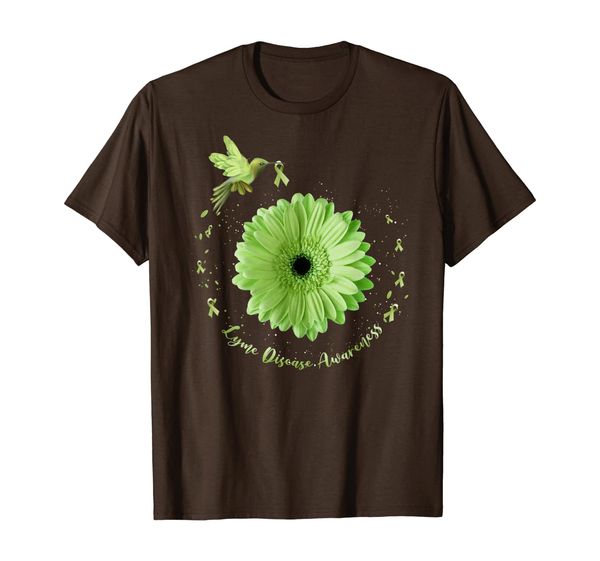 

hummingbird sunflower green ribbon lyme disease awareness t-shirt, White;black