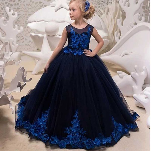 

girl's dresses princess sweep / brush train flower girl party tulle sleeveless jewel neck with appliques, Red;yellow