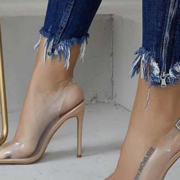 

sandal transparent super tall female code sandals, Black