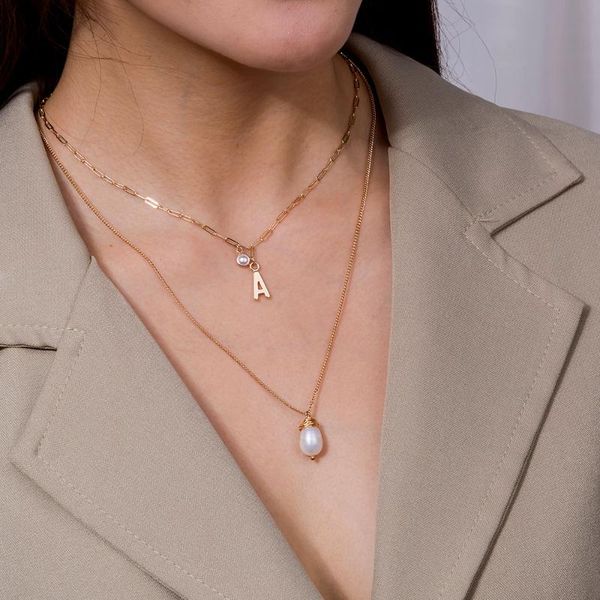 

necklace for women alloy simple letter a pendant accessories 2021 fashion chains on the neck female necklaces, Silver
