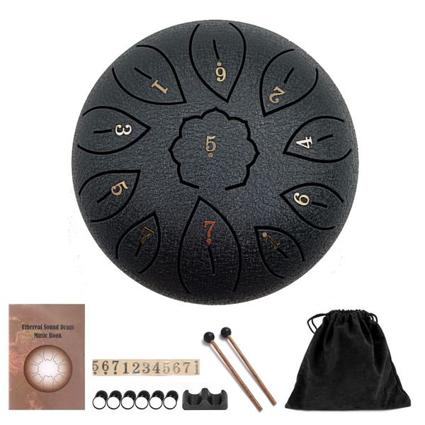 

12 piece wholesale steel tongue drum 6 inch 11 notes c tone percussion instrument w/ mallets bag music book