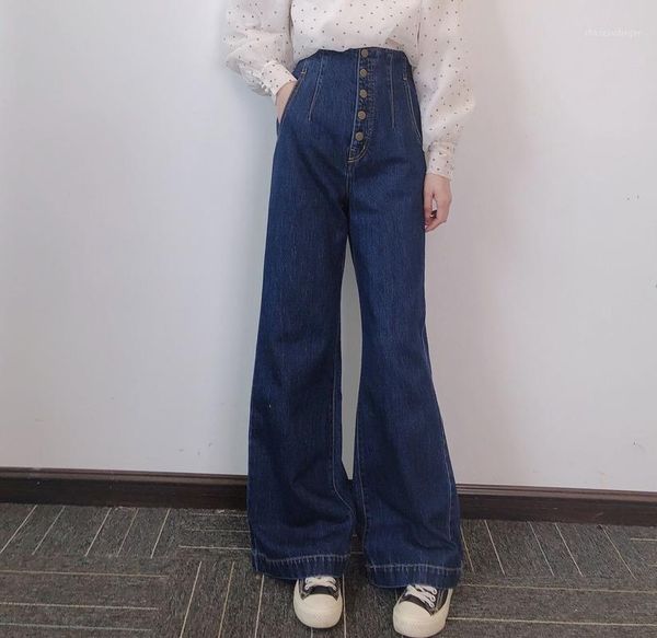 

women's jeans 2022 arrival wide leg women korean japanese style for fashion streetwear women's, Blue