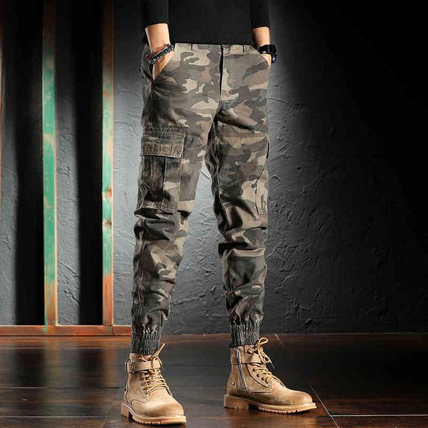 

jeans autumn newly fashion men jeans loose fit big pocket casual cargo pants homme camouflage military designer joggers harem trousers, Blue