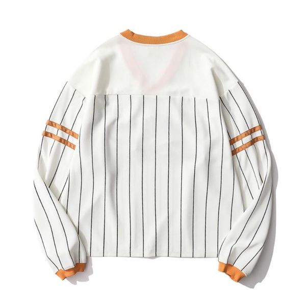 

men's hoodies & sweatshirts letter print vertical stripes mens autumn contrast paneled streetwear casual loose long sleeve v-neck pullo, Black