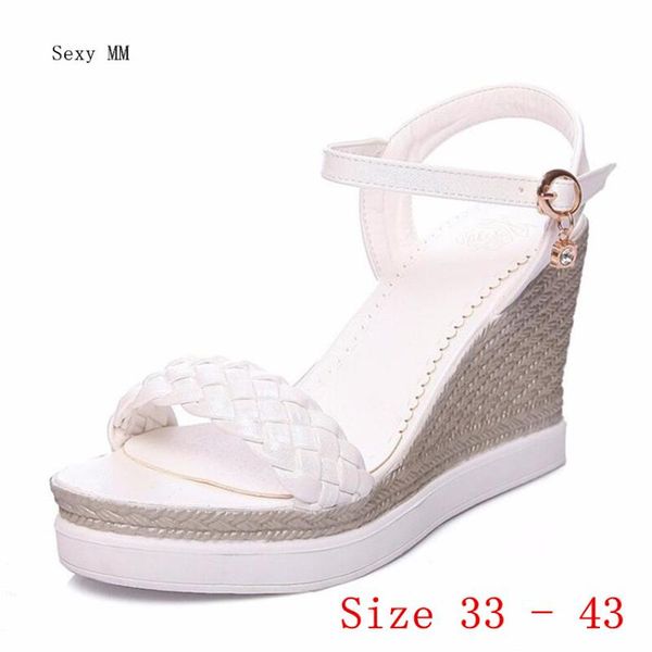 

slides platform sandals women peep toe shoes summer wedges gladiator woman high heels plus size 33 - 40 41 42 43, Black