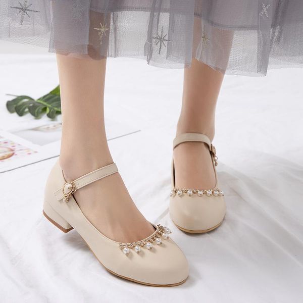 

dress shoes pqecfs big size 28-43 spring & autumn solid fashion pearl crystal women low square heels pumps 3 colors, Black