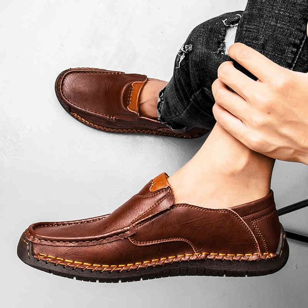 

dress shoes men's handmade casual daily loafers man feet leather breathable surface large size cross-border e4bj, Black