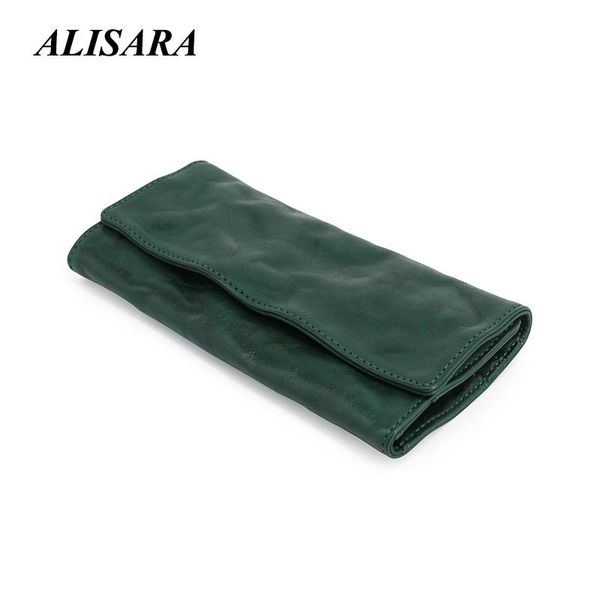 

2021japanese original leather long wallet male first layer cowhide wrinkled retro buckle card bag clutch female wallets, Red;black