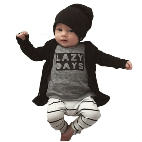 

clothing sets fashion cotton infant clothing long-sleeved lazy days pants 2pcs/suit newborn baby boy girl clothes w9xc, White