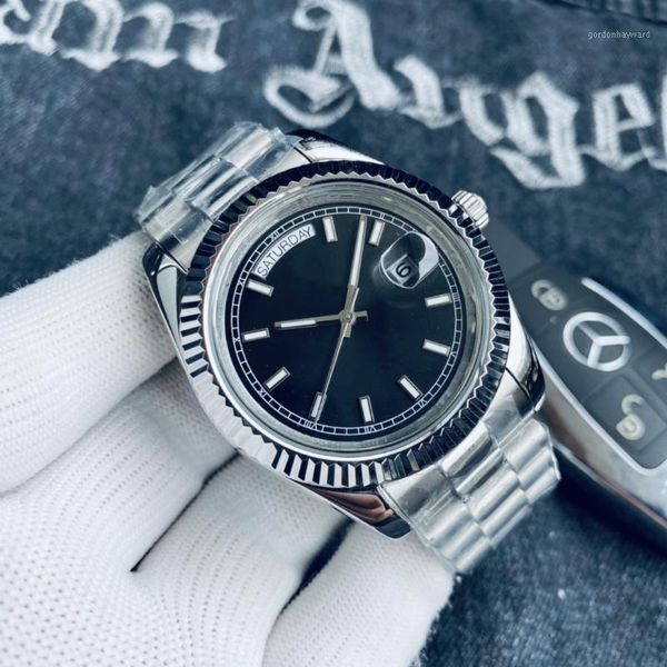 

wristwatches mes watch daydate automatic mechanical sapphire glass stainless steel fashion yellow gold men watches, Slivery;brown