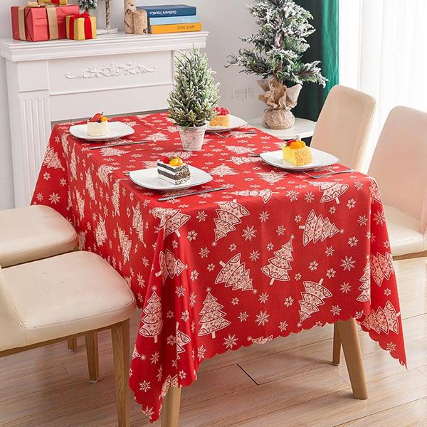 

table cloth christmas tree polyester kitchen tablecloth xmas decoration for banquet red covers year decor home