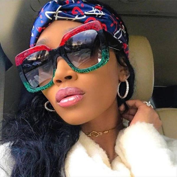 

large frame square sunglasses women brand designer oversized eyeglasses vintage gradient lens oculos feminino uv400, White;black