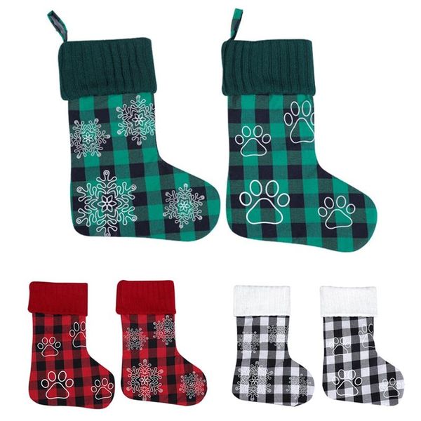 

christmas decorations 18 inch lattice socks gift bags pet bags, 2pcs