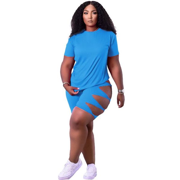 

women's tracksuits summer outfits o neck short sleeve crop and tight hollow out pants fitness sports club casual 2 piece suits y, Gray