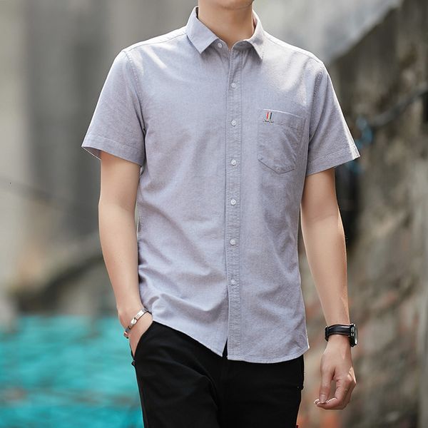 

sleeve short shirt men's 2021 new summer youth oxford spinning korean casual straight, White;black