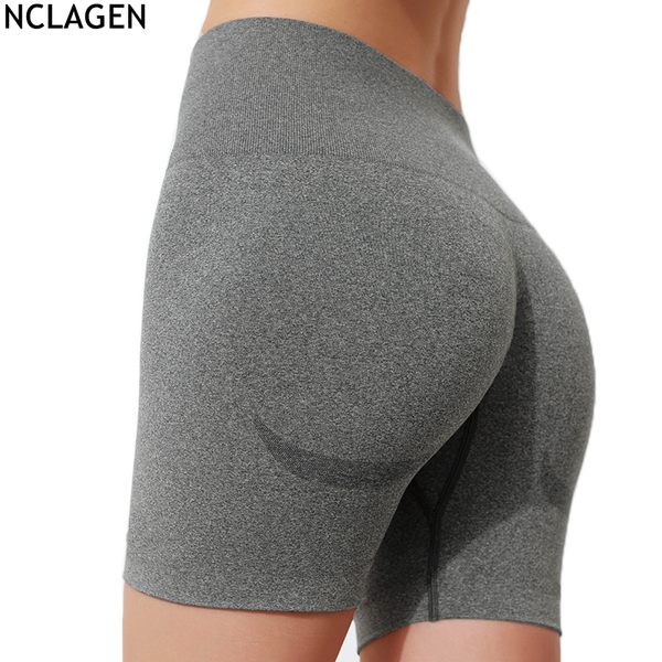 

nclagen seamless sports tights women summer high waist fitness yoga shorts squat proof tummy control gym workout casual bermuda, White;black