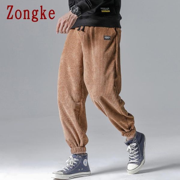 

corduroy winter harem pants men joggers sweatpants japanese streetwear trousers work mens 2021 m-5xl men's, Black