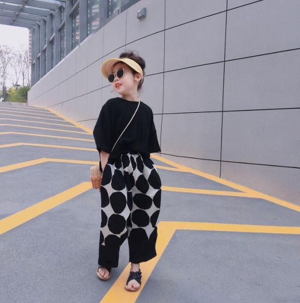 

clothing sets 2021 girls 2 pcs set t shirt+long pants cotton summer fashion kids suits 2-7 years co59, White