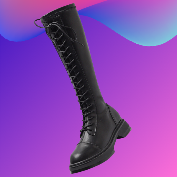 

boots long women's knee high shoes 2021 slim tube knight british style large size 41-43, Black