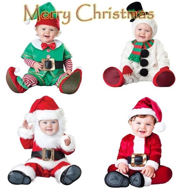 

footies 2021 christmas baby kids elk snowman tree decor jumpsuit autumn winter halloween cosplay costume, Blue