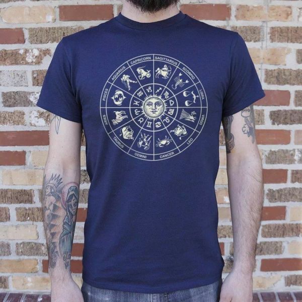 

zodiac wheel t-shirt | mens short sleeve graphic t-shirt, White;black