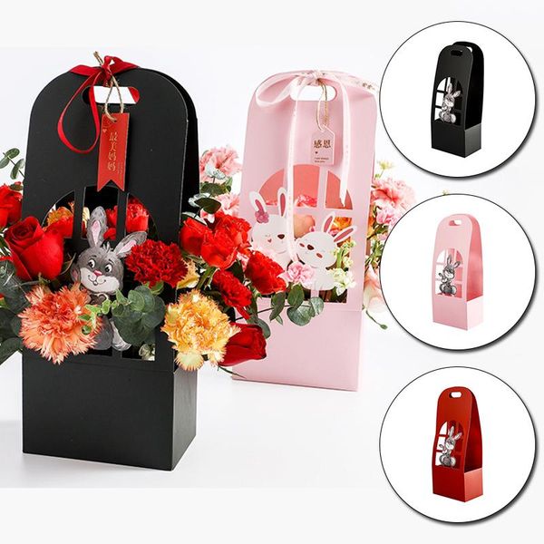 

gift wrap romantic portable flower box souvenir rose bouquet arrangement diy floral packaging handmad