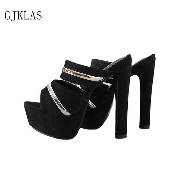 

sandals ladies platform shoes and womens high heels summer slippers black peep toe women's gladiator