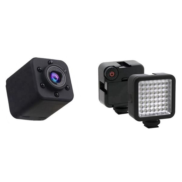 

mini camera dv portable hd covert body cam & bright led video light 49 lighting dimmable flash heads