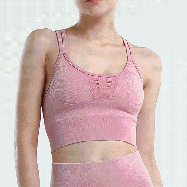 

seamless sports underwear ladies double shoulder strap yoga vest summer fitness bra quick-drying crop women outfit