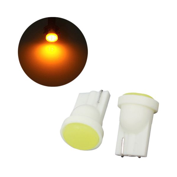 

100pcs/lot yellow t10 w5w 168 194 super bright cob chips car bulbs for auto width indicator lamps reading lights 12v