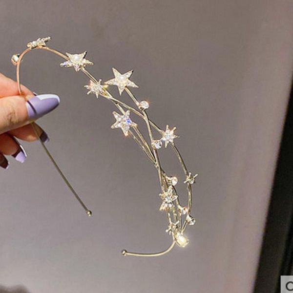 

hair clips & barrettes korean style star princess headband net celebrity super fairy temperament ladies outside starting decoration, Golden;silver