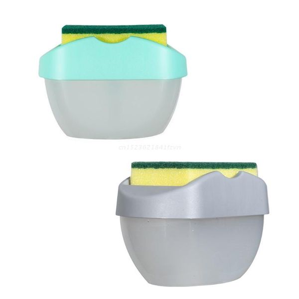

liquid soap dispenser kitchen sponge brush pump manual press cleaning dropship