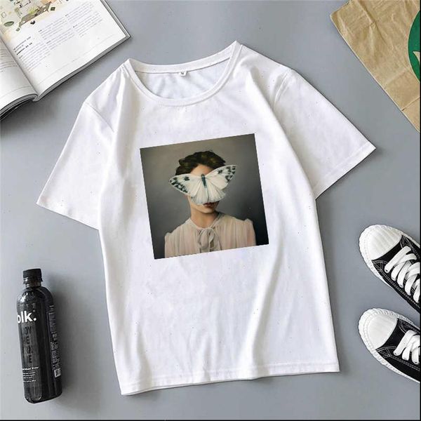 

aesthetic fashion harajuku casual korean women t shirts style graphic hip hop tee, White