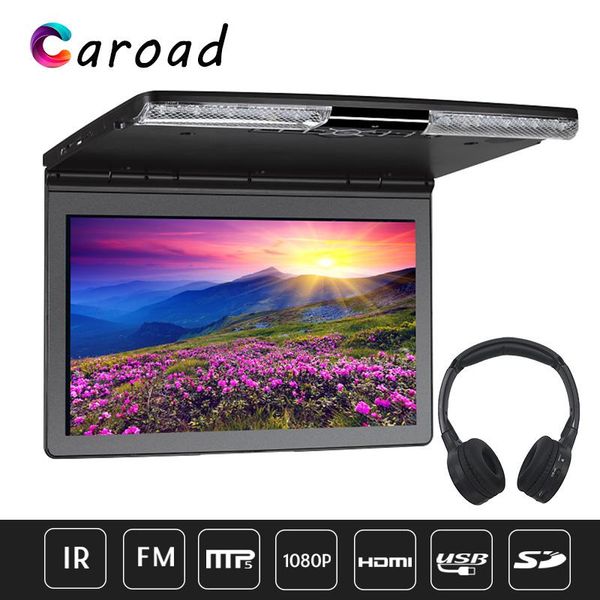 

car video 17.3'' ceiling flip down roof mount monitor 1920x1080 full hd screen mp5 player with hdmi usb sd ir fm transmitter speak